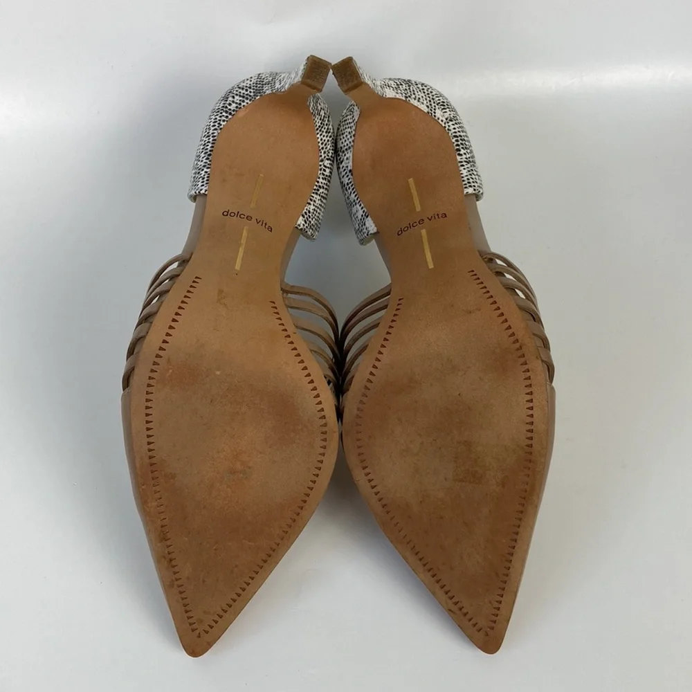 Dolce Vita Tan & Snakeskin Point Toe Stiletto - Picture 12 of 13